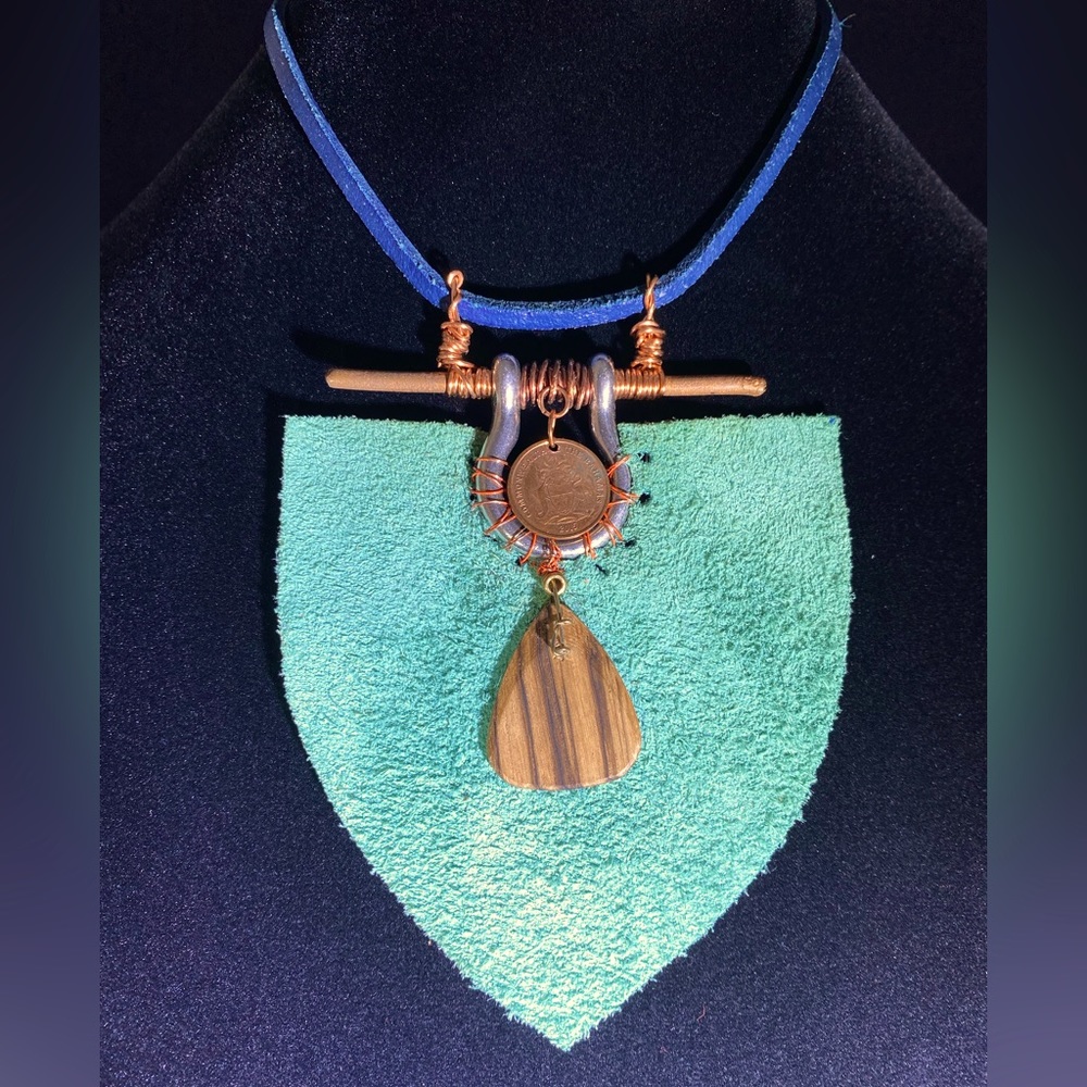 Boho Turquoise Leather Bahamian Penny Necklace